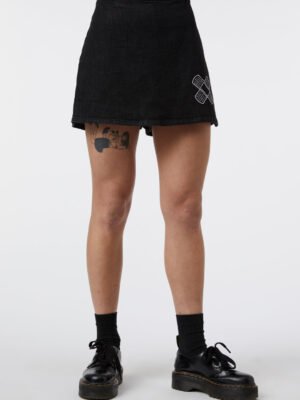 Embroidered Denim Skort