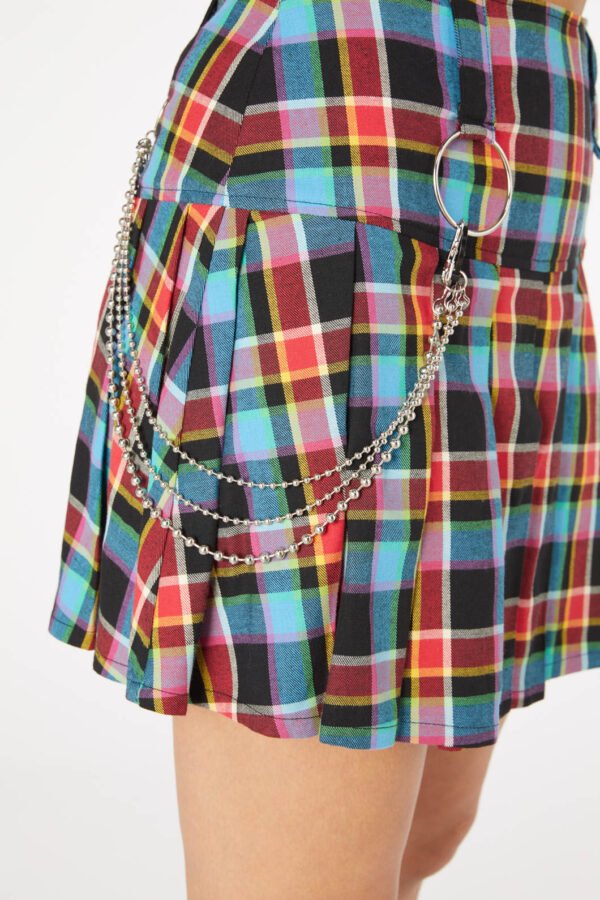 Rainbow Tartan Mini Skirt