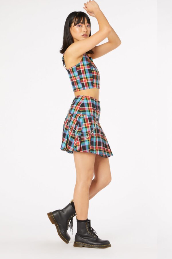 Rainbow Tartan Mini Skirt